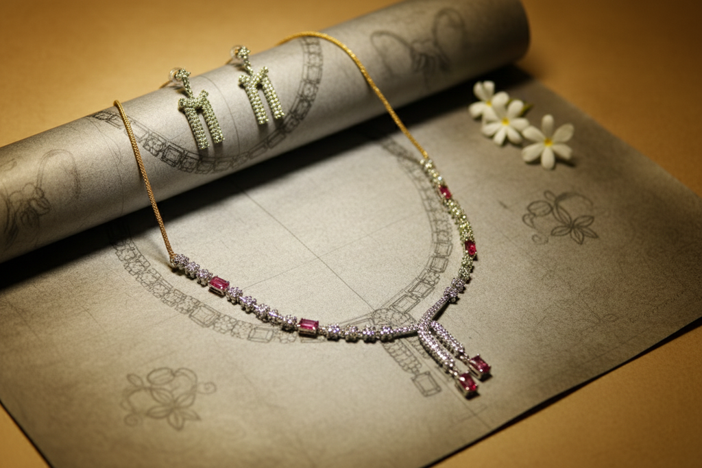 Necklace with matching earrings