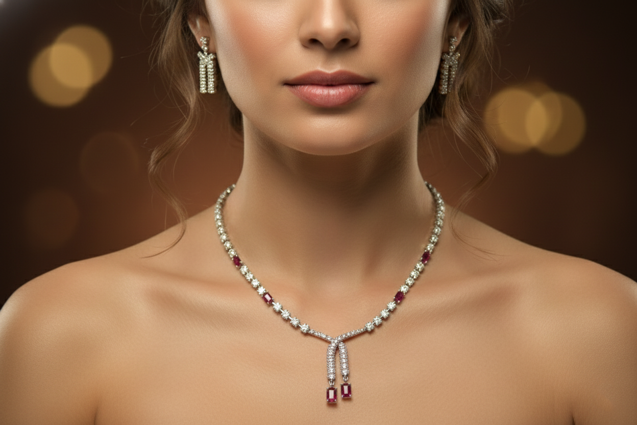 Necklace with matching earrings