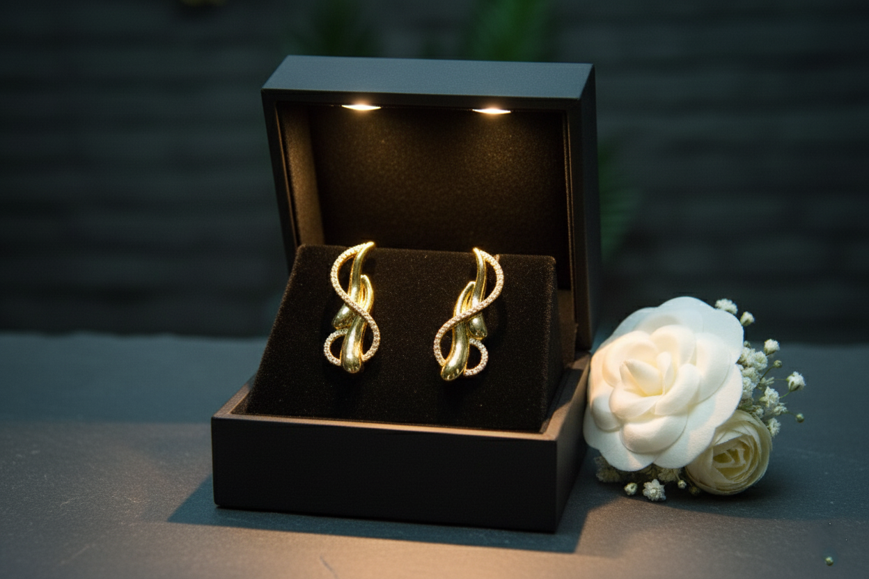 Twist n Curls Studded Gold Plated Earring