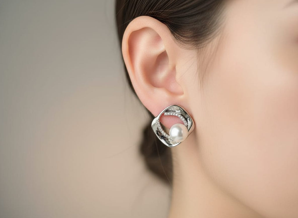 Pearl Square Earrings