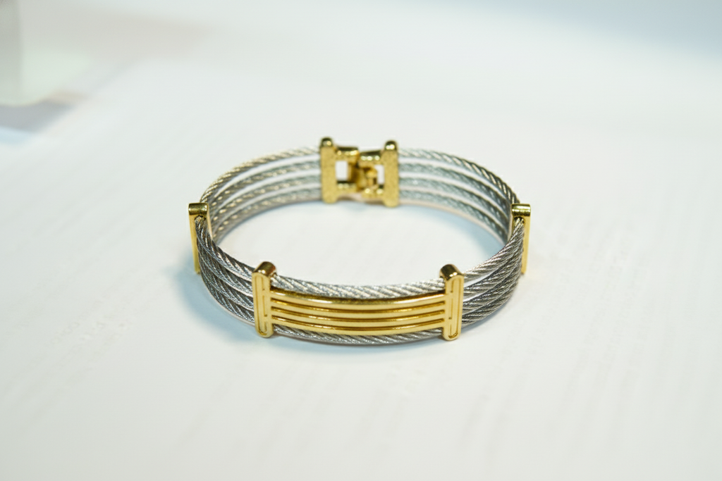 Silver Ropes  with Golden Bracelet