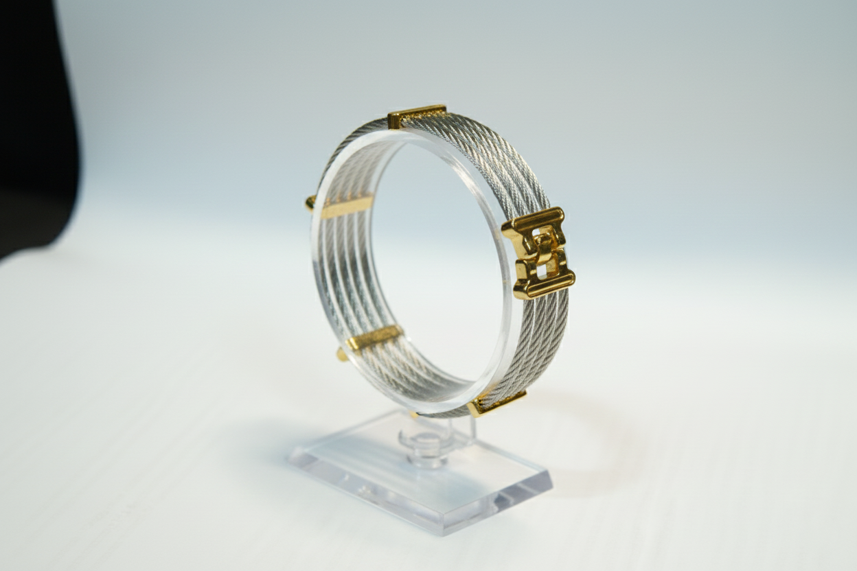 Silver Ropes  with Golden Bracelet