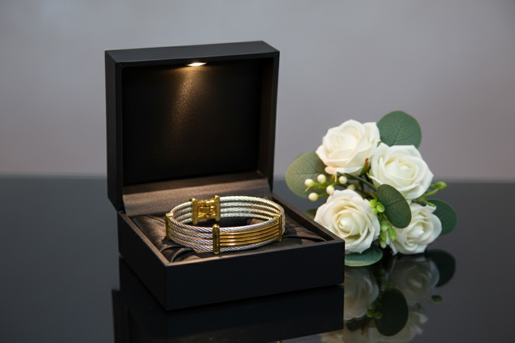 Silver Ropes  with Golden Bracelet