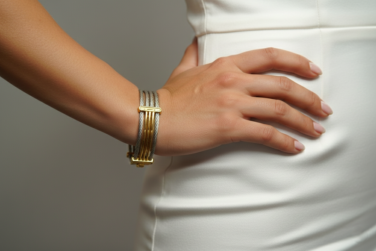 Silver Ropes  with Golden Bracelet