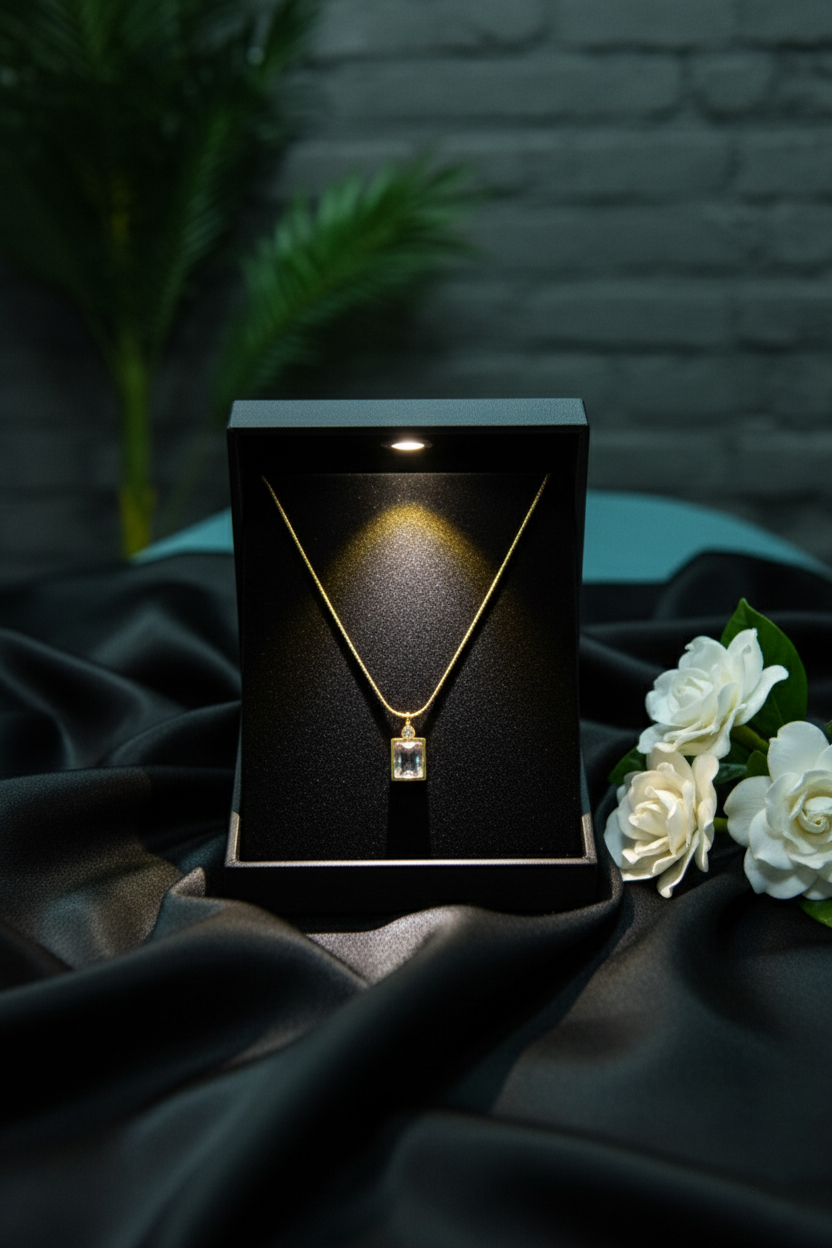 Golden Zircon Pendant Necklace