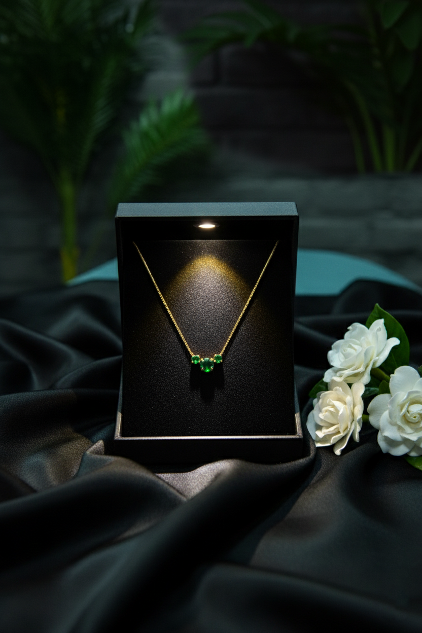 Trio Green Emerald Necklace