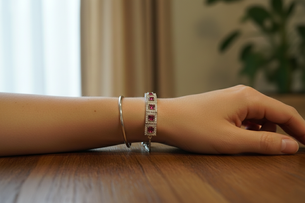 Pink- Silver Bracelet