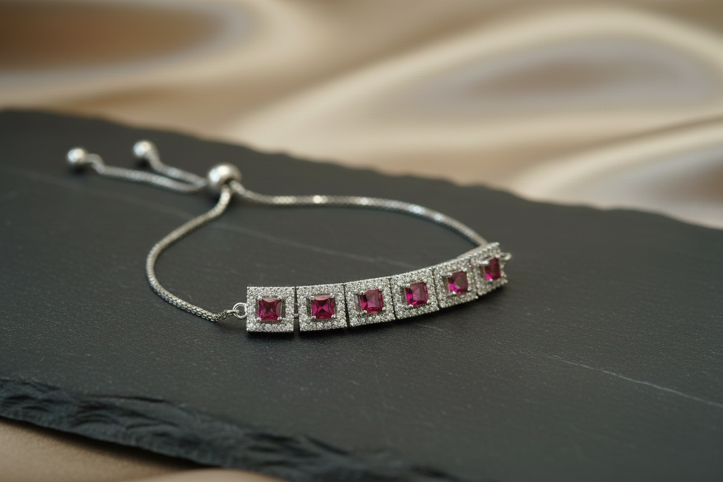 Pink- Silver Bracelet