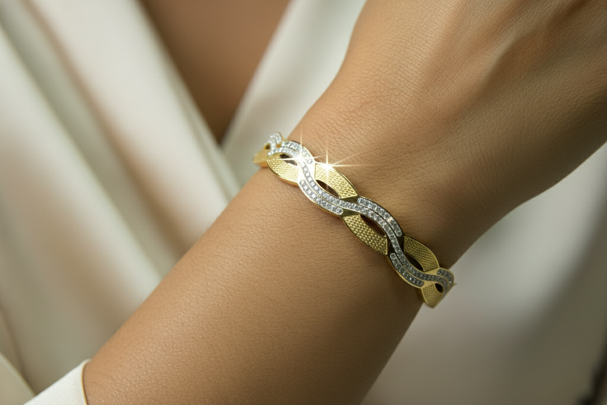 Elegant Wave AD Studded Bracelet