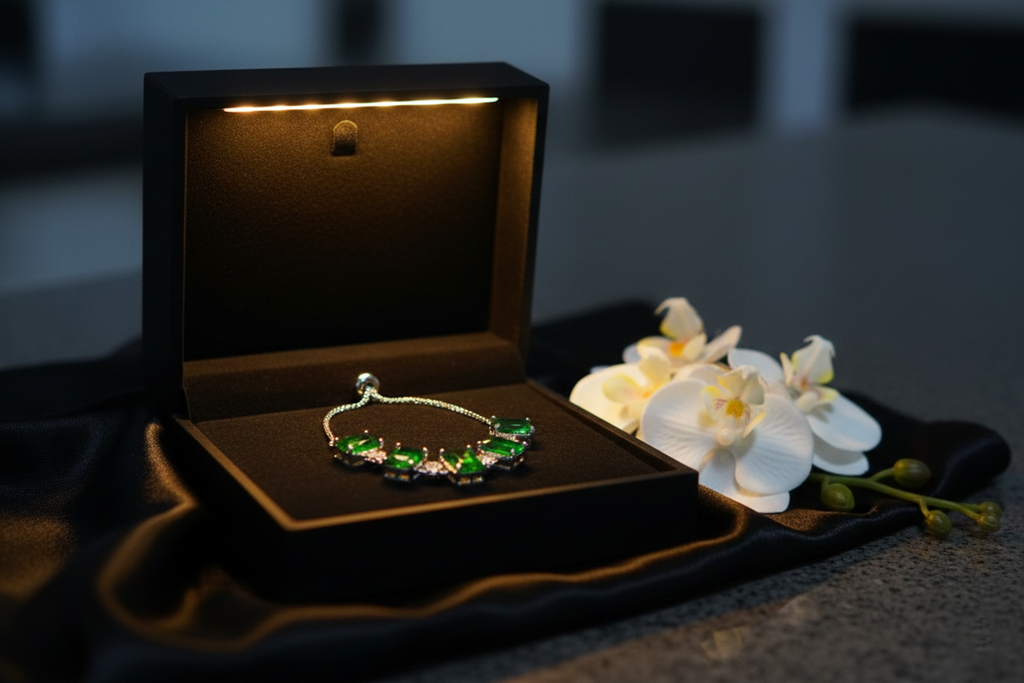 Beaded Pebble Green AD Bracelet