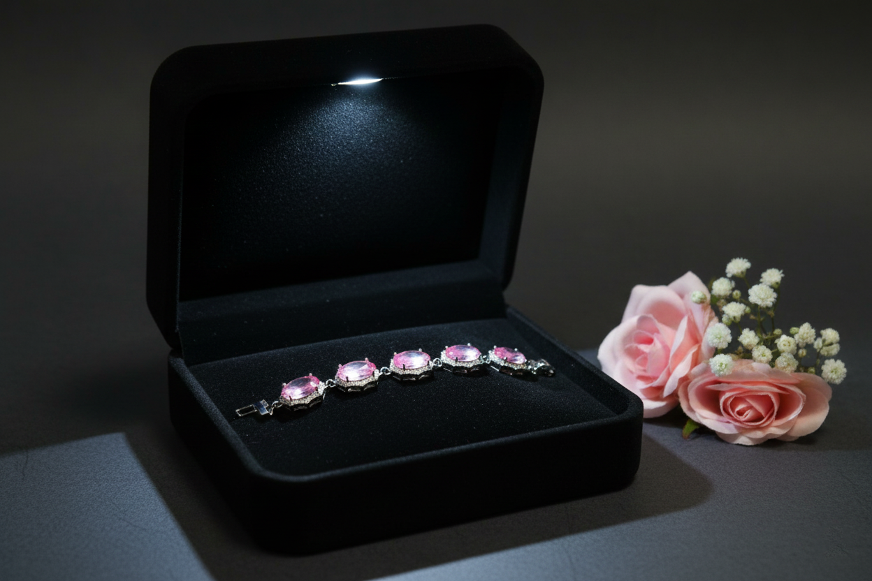 Tennis Line Pink Stone Bracelet