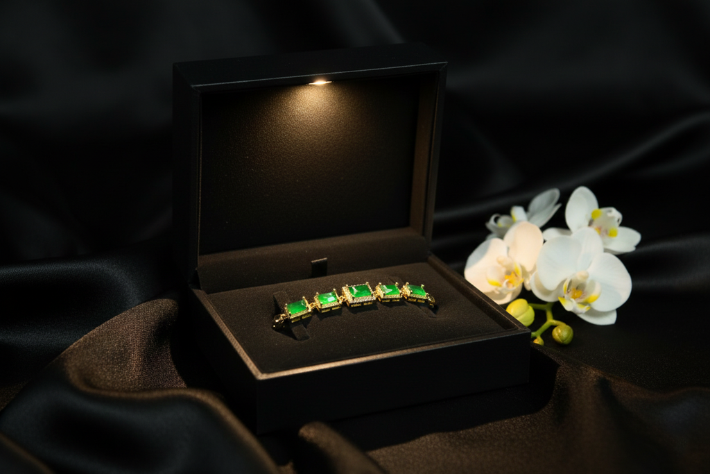 Metal Gold plated Green Crystal Bracelet