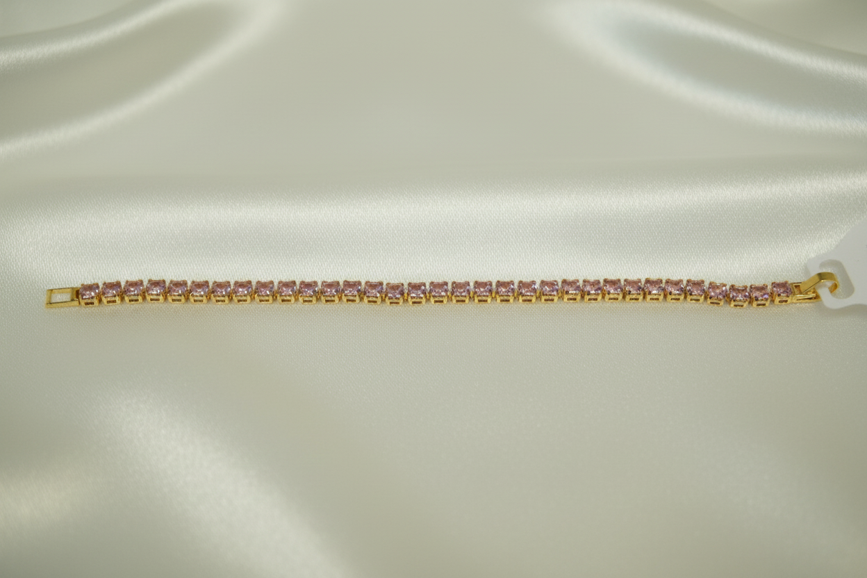 Tennis Bracelet with Pink AD