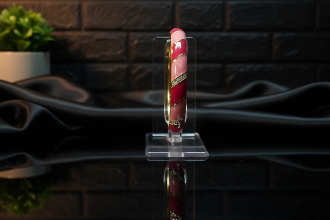 Deep Pink Enamel Bangle Bracelet