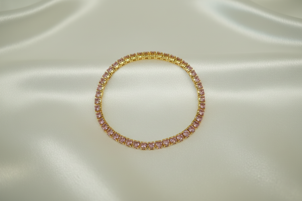 Tennis Bracelet with Pink AD