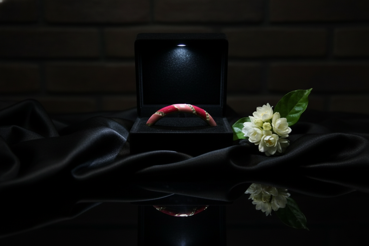 Deep Pink Enamel Bangle Bracelet