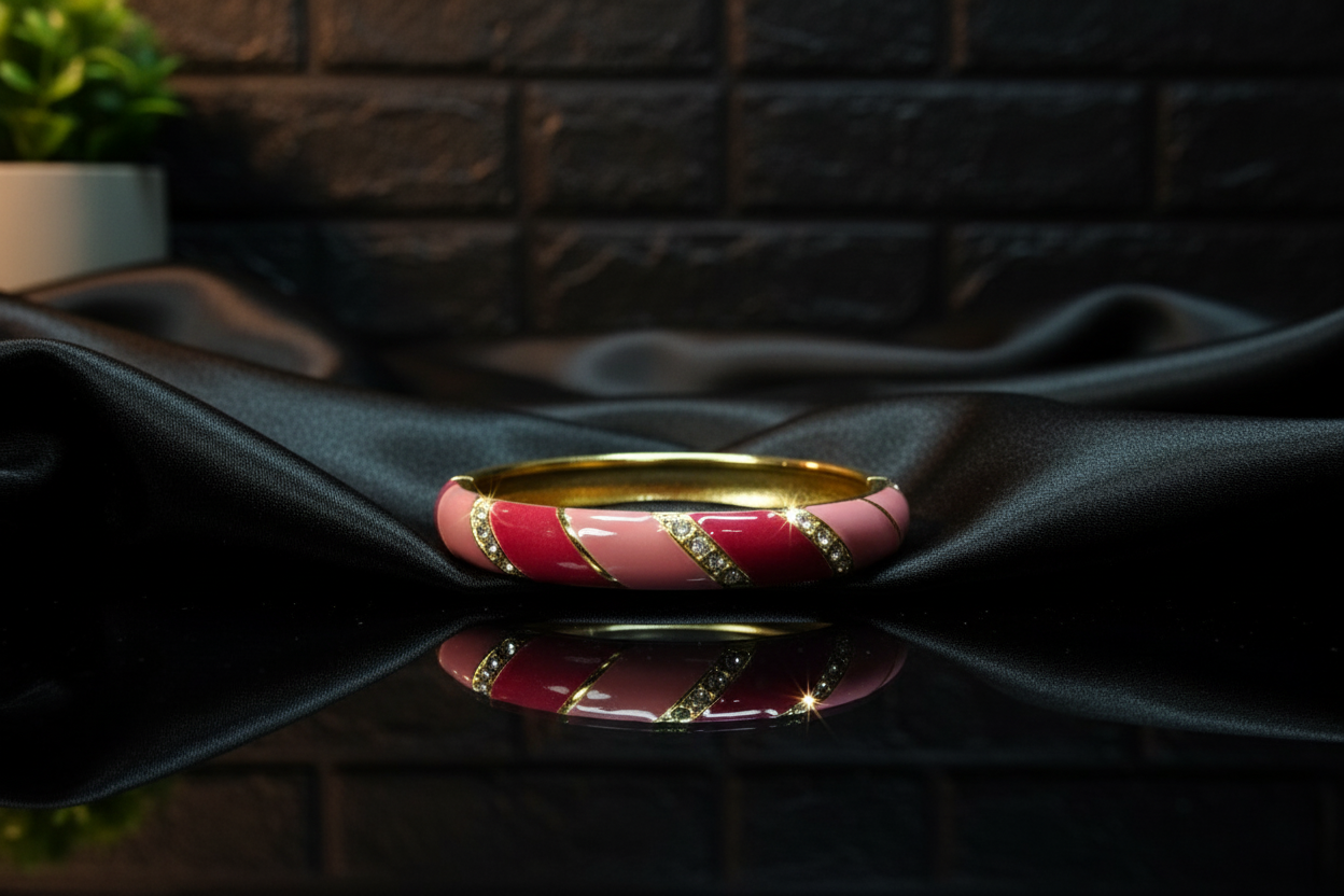 Deep Pink Enamel Bangle Bracelet