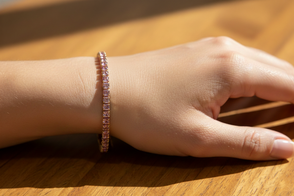 Tennis Bracelet with Pink AD