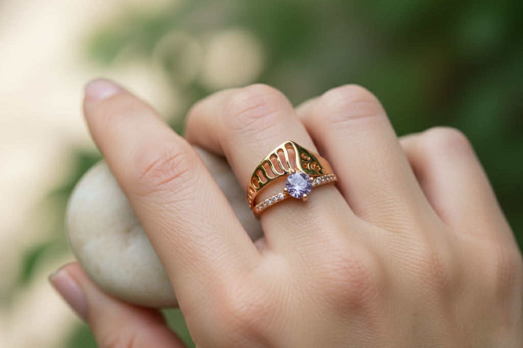 Crown Diamond Ring-Anti Tarnish Size-7