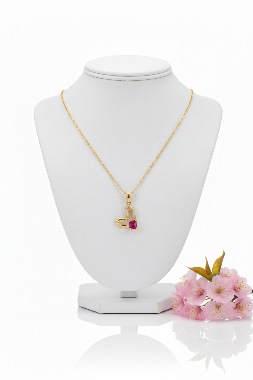 Stone and diamond pendant ❤️ Necklace