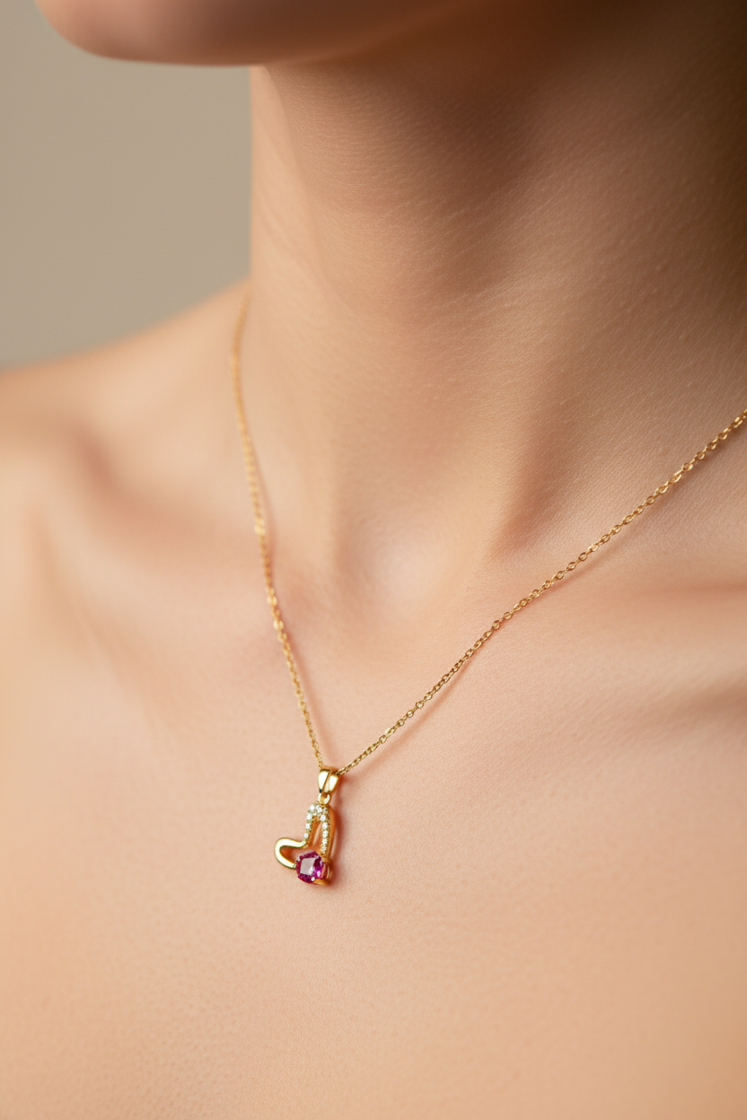 Stone and diamond pendant ❤️ Necklace