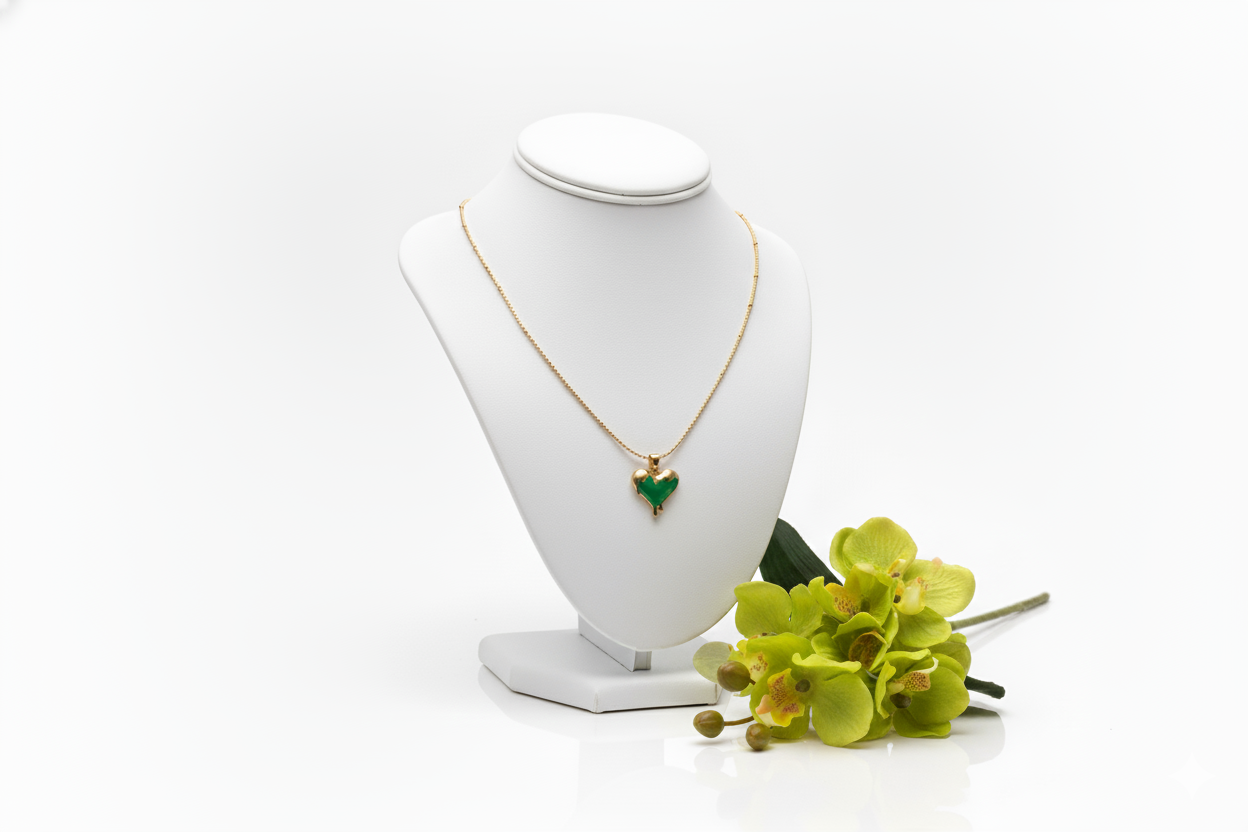 Melting Gold Green 💚 Emerald Pendant Necklace