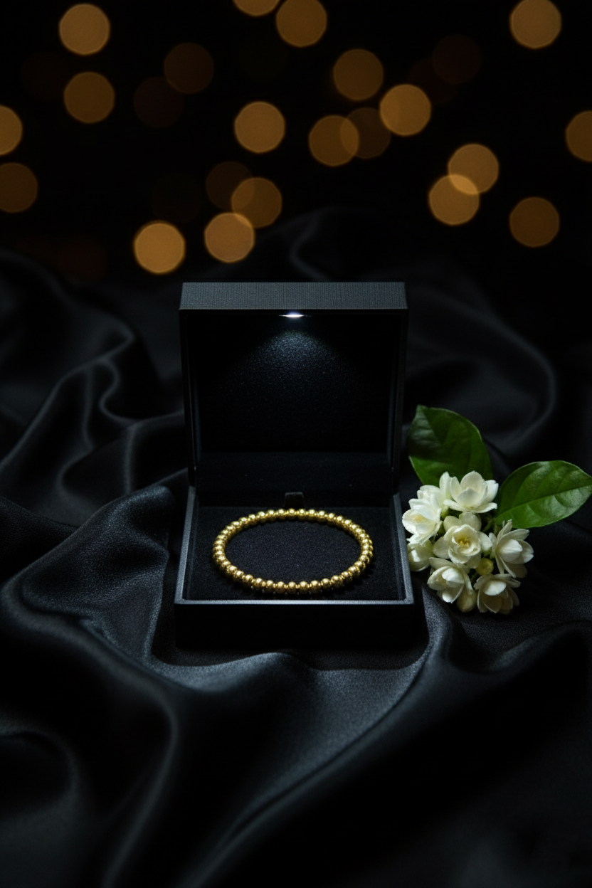 Gold Beaded Thin Bracelet