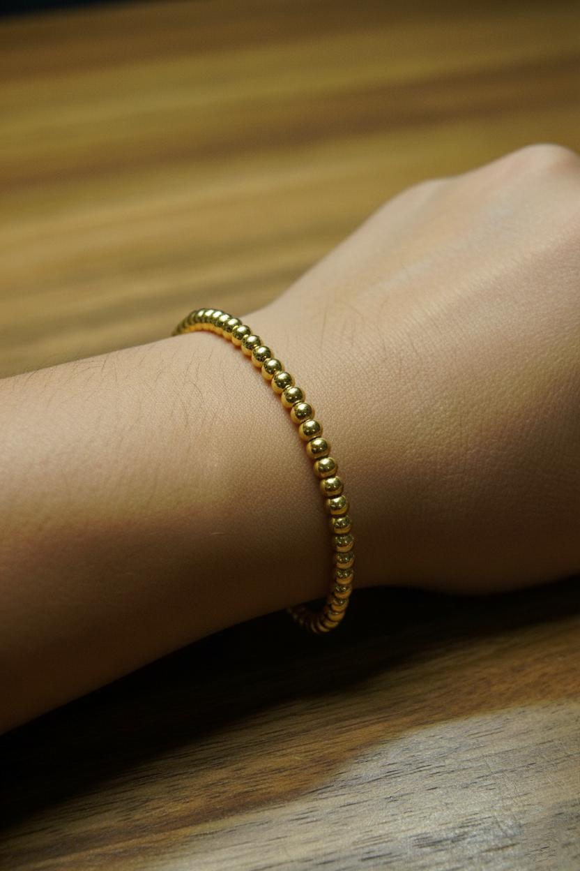 Gold Beaded Thin Bracelet